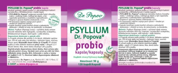 Psyllium Dr. Popova PROBIO kapsle 120 ks - Obrázek 2
