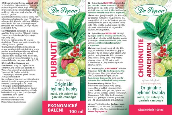 Dr.Popov Hubnutí originální bylinné kapky 100 ml - Obrázek 2