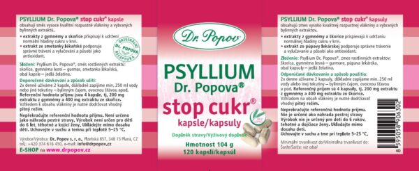 Psyllium Dr. Popova STOP CUKR kapsle 120 ks - Obrázek 2