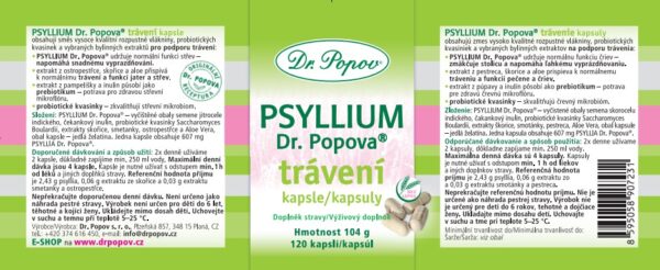 Psyllium Dr.Popov TRÁVENÍ kapsle 120 ks - Obrázek 2