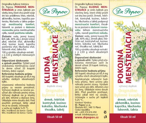 Dr.Popov Klidná menstruace, originální bylinné kapky  50 ml - Obrázek 2