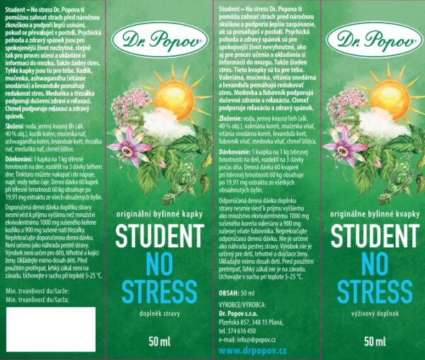Dr.Popov STUDENT No stress, bylinné kapky  50 ml - Obrázek 3