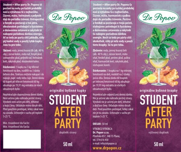 Dr.Popov STUDENT After party, bylinné kapky 50 ml - Obrázek 3