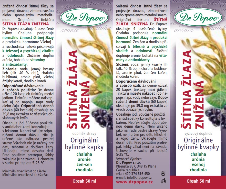 Dr.Popov Štítná žláza snížená originální bylinné kapky 50 ml - Obrázek 2