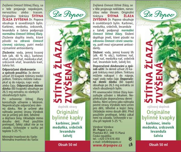 Dr.Popov Štítná žláza zvýšená, originální bylinné kapky 50 ml - Obrázek 2