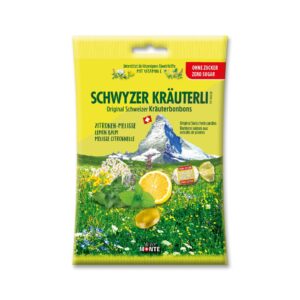 DOMACO Švýcarské bonbony citron–meduňka bez cukru 75 g