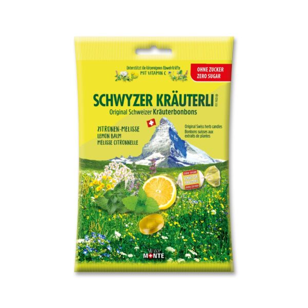 DOMACO Švýcarské bonbony citron–meduňka bez cukru 75 g
