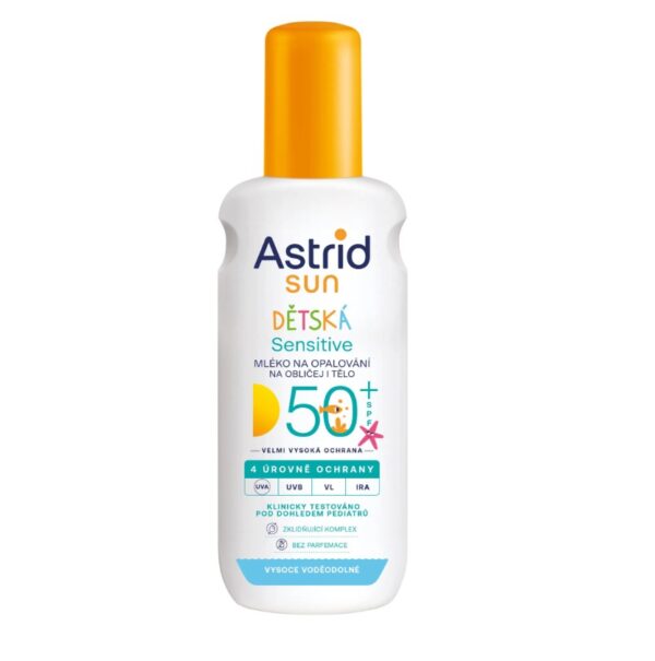 ASTRID SUN Dětské mléko na opalování Sensitive sprej SPF 50+ 150 ml