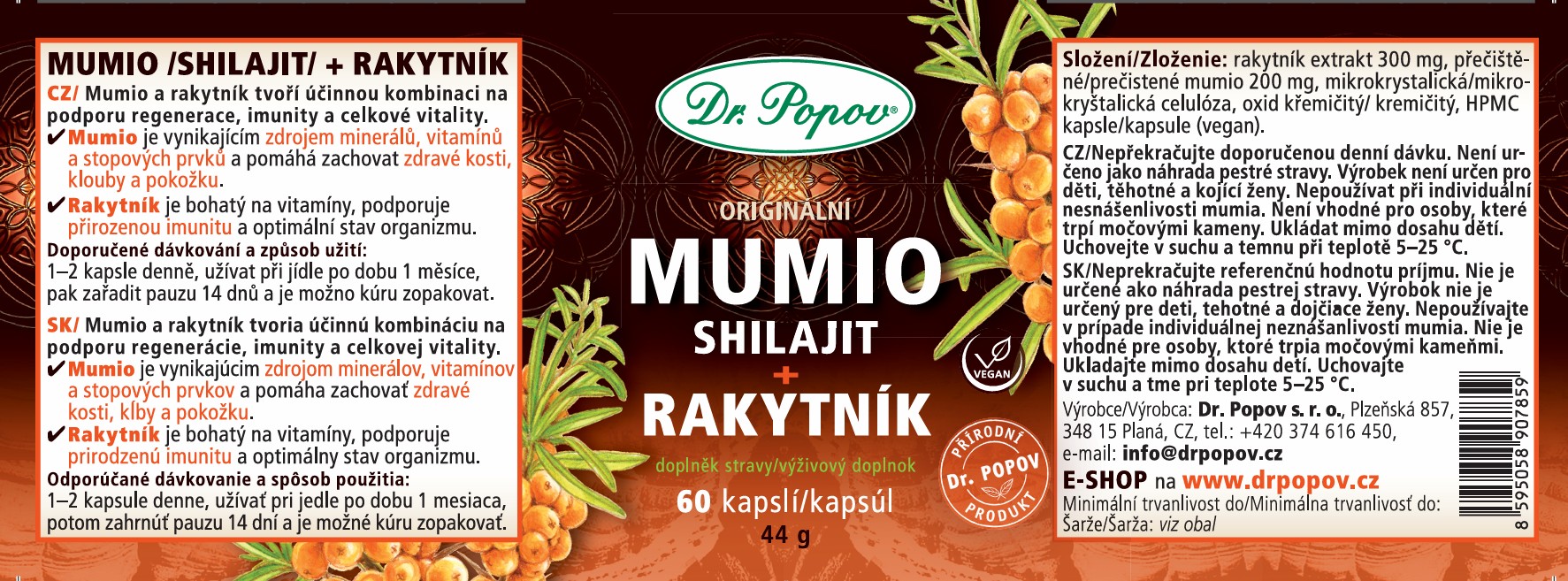 Dr.Popov Mumio (Shilajit) s rakytníkem 60 kapslí - Obrázek 3