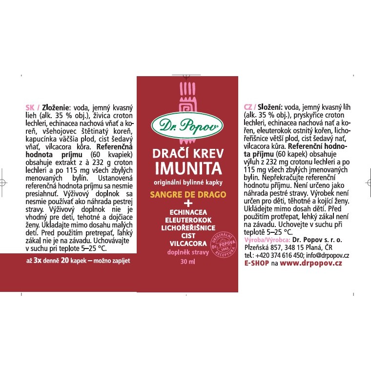 Dr.Popov Dračí krev (Sangre de Drago) IMUNITA tinktura 30 ml - Obrázek 5