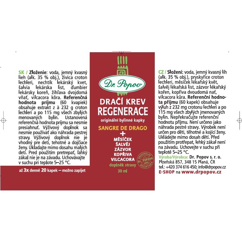 Dr.Popov Dračí krev (Sangre de Drago) REGENERACE tinktura 30 ml - Obrázek 5
